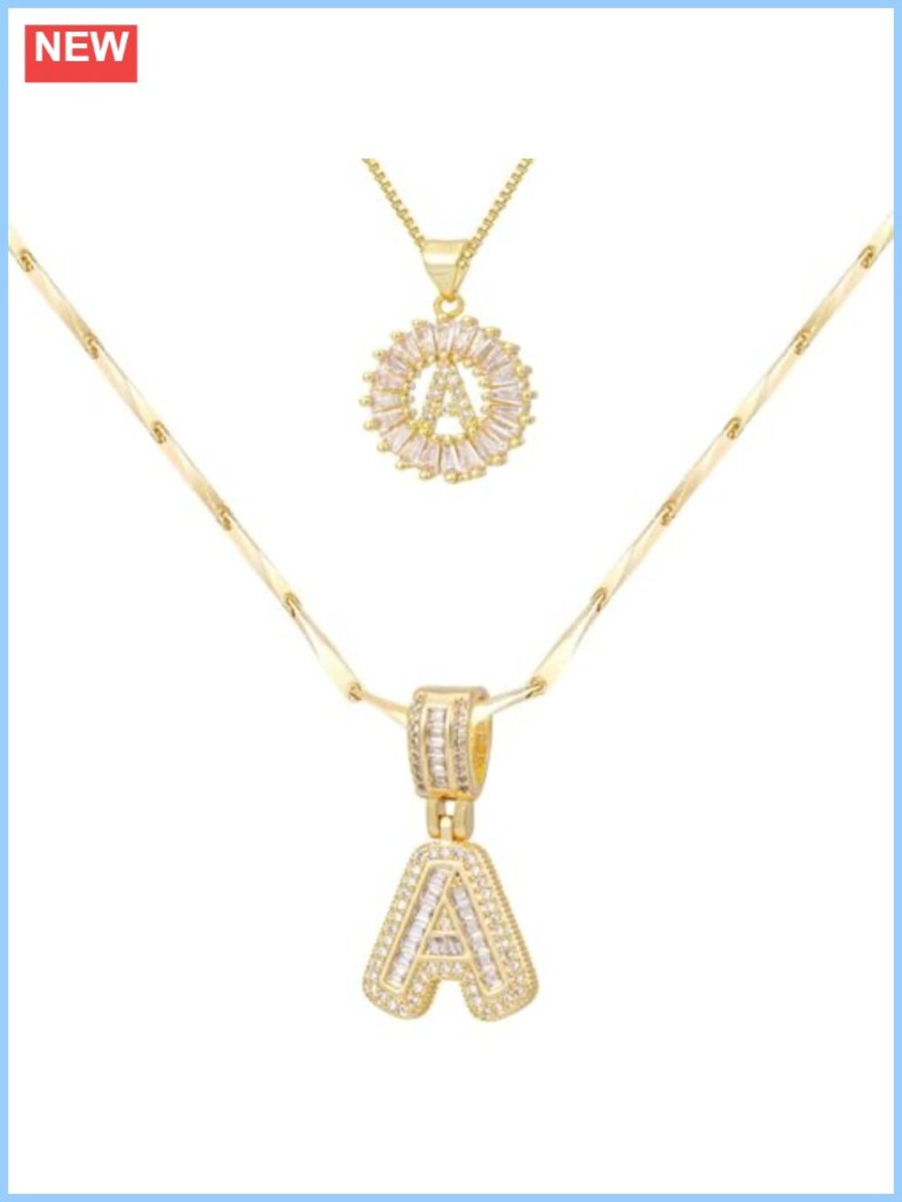 14K Gold Plated Initial Necklace Set - 2 PCS - Hypoallergenic Jewelry for Women